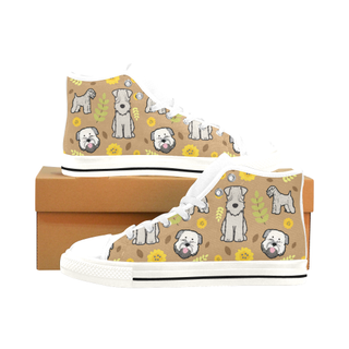 Soft Coated Wheaten Terrier Flower White Men’s Classic High Top Canvas Shoes /Large Size - TeeAmazing