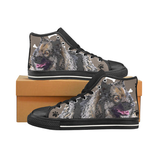 Keeshond Black Men’s Classic High Top Canvas Shoes /Large Size - TeeAmazing