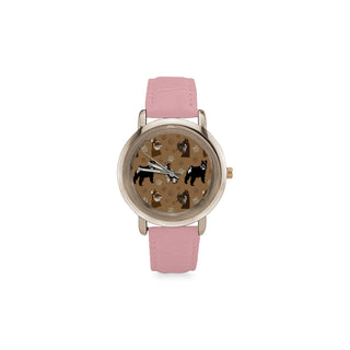 Miniature Schnauzer Pattern Women's Rose Gold Leather Strap Watch - TeeAmazing