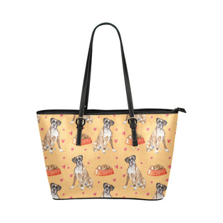 Boxer Water Colour Pattern No.1 Leather Tote Bag/Small - TeeAmazing