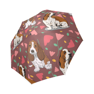 Basset Hound Flower Foldable Umbrella - TeeAmazing