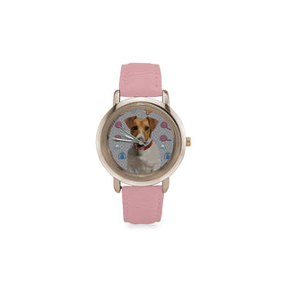 Jack Russell Terrier Women's Rose Gold Leather Strap Watch - TeeAmazing