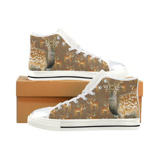 Deer White High Top Canvas Women's Shoes/Large Size - TeeAmazing