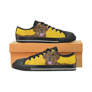 Chocolate Labrador Black Canvas Women's Shoes/Large Size - TeeAmazing