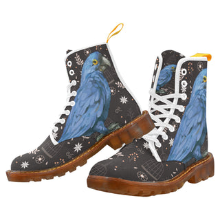 Hyacinth Macaw Parrot White Boots For Women - TeeAmazing