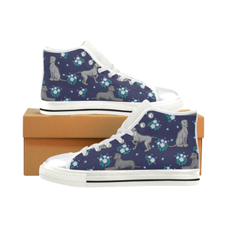 Coonhound Flower White High Top Canvas Women's Shoes/Large Size (Model 017) - TeeAmazing