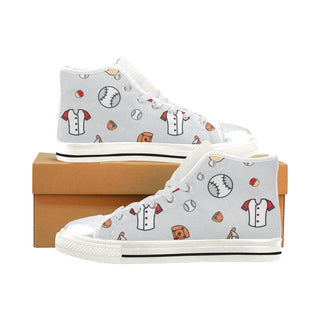 Baseball Pattern White High Top Canvas Shoes for Kid - TeeAmazing