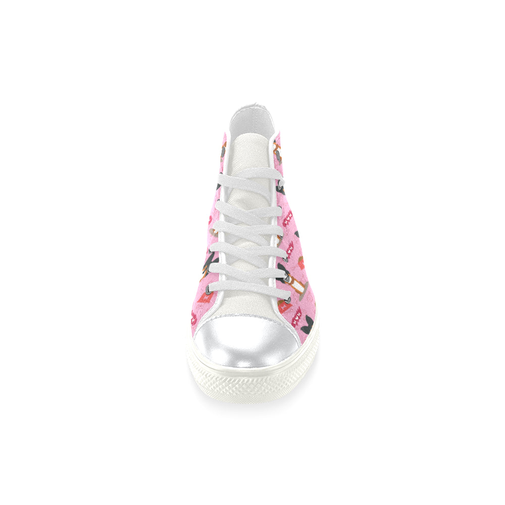 Papillon Pattern White High Top Canvas Shoes for Kid - TeeAmazing