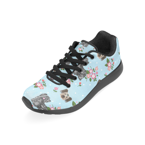 Skye Terrier Flower Black Sneakers for Women - TeeAmazing