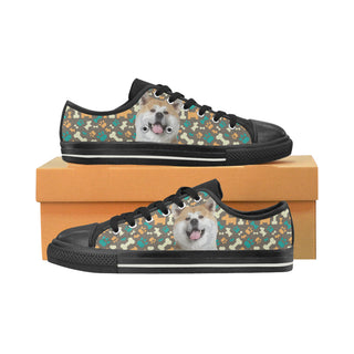 Akita Black Low Top Canvas Shoes for Kid - TeeAmazing