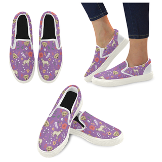 Labrador Retriever Flower White Women's Slip-on Canvas Shoes - TeeAmazing