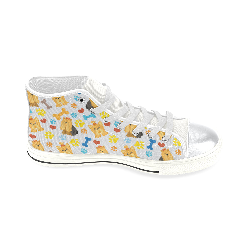 Shih Tzu Pattern White High Top Canvas Shoes for Kid - TeeAmazing