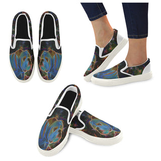 English Bulldog Glow Design 1 White Women's Slip-on Canvas Shoes - TeeAmazing