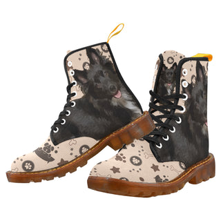 Schip-A-Pom Dog Black Boots For Men - TeeAmazing
