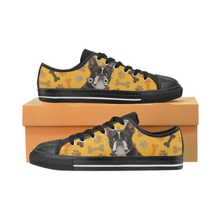 Boston Terrier Black Low Top Canvas Shoes for Kid - TeeAmazing