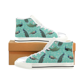 Peacock White High Top Canvas Women's Shoes/Large Size - TeeAmazing