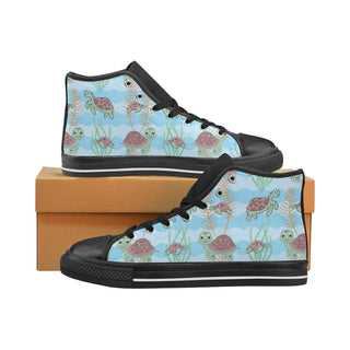 Turtle Black High Top Canvas Shoes for Kid - TeeAmazing