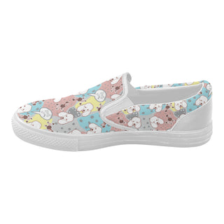 Poodle Pattern White Women's Slip-on Canvas Shoes - TeeAmazing