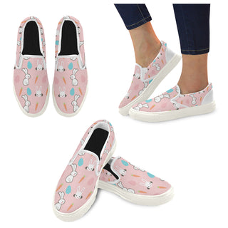 Rabbit White Women's Slip-on Canvas Shoes - TeeAmazing