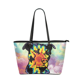 Pit Bull Pop Art No.1 Leather Tote Bag/Small - TeeAmazing