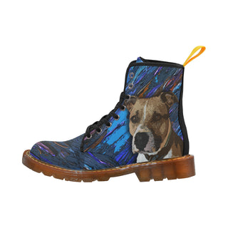 American Staffordshire Terrier Black Boots For Men - TeeAmazing