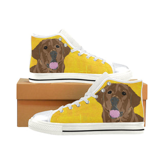 Chocolate Labrador White High Top Canvas Women's Shoes/Large Size - TeeAmazing