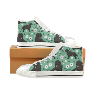 Curly Coated Retriever Flower White Women's Classic High Top Canvas Shoes - TeeAmazing