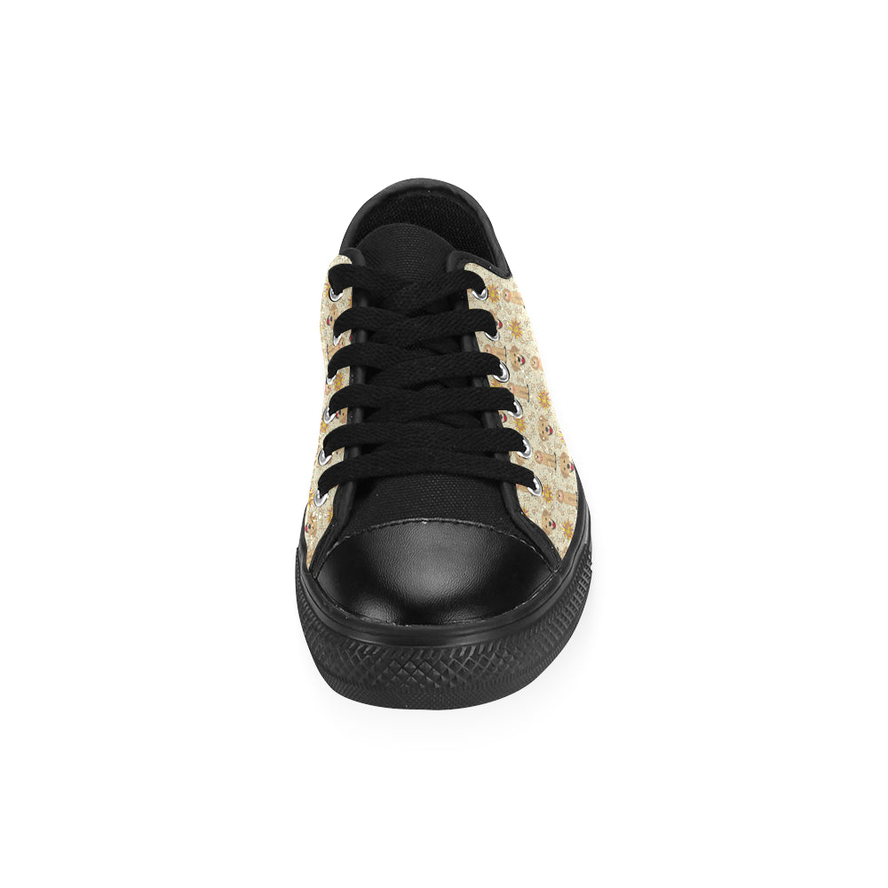 Golden Retriever Pattern Black Canvas Women's Shoes/Large Size - TeeAmazing
