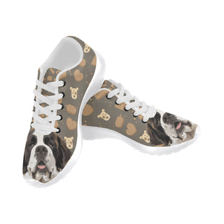 St. Bernard Dog White Sneakers Size 13-15 for Men - TeeAmazing