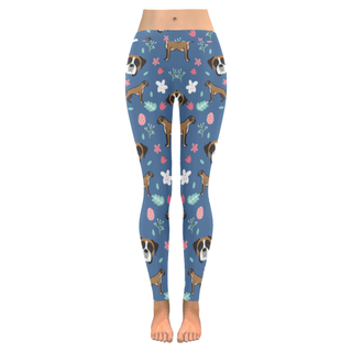 Boxer Flower Low Rise Leggings (Invisible Stitch) (Model L05) - TeeAmazing
