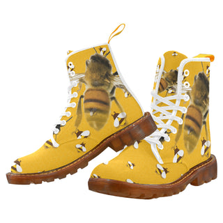 Bee Lover White Boots For Men - TeeAmazing