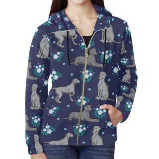 Coonhound Flower All Over Print Full Zip Hoodie for Women (Model H14) - TeeAmazing