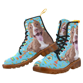 Pit bull Black Boots For Women - TeeAmazing