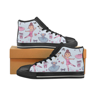 Ballet Pattern Black High Top Canvas Shoes for Kid - TeeAmazing