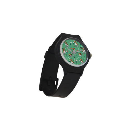 Beagle Flower Unisex Round Plastic Watch(Model 302) - TeeAmazing