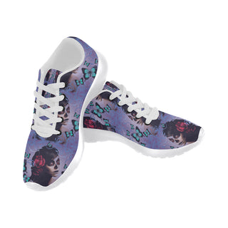 Sugar Skull Candy White Sneakers for Women - TeeAmazing