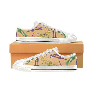 Marching Band Pattern White Women's Classic Canvas Shoes - TeeAmazing