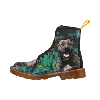 Staffordshire Bull Terrier Black Boots For Women - TeeAmazing
