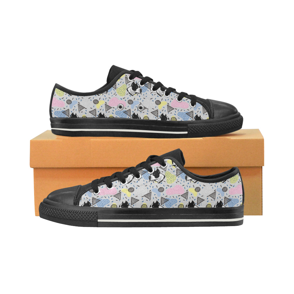 American Staffordshire Terrier Pattern Black Women's Classic Canvas Shoes - TeeAmazing