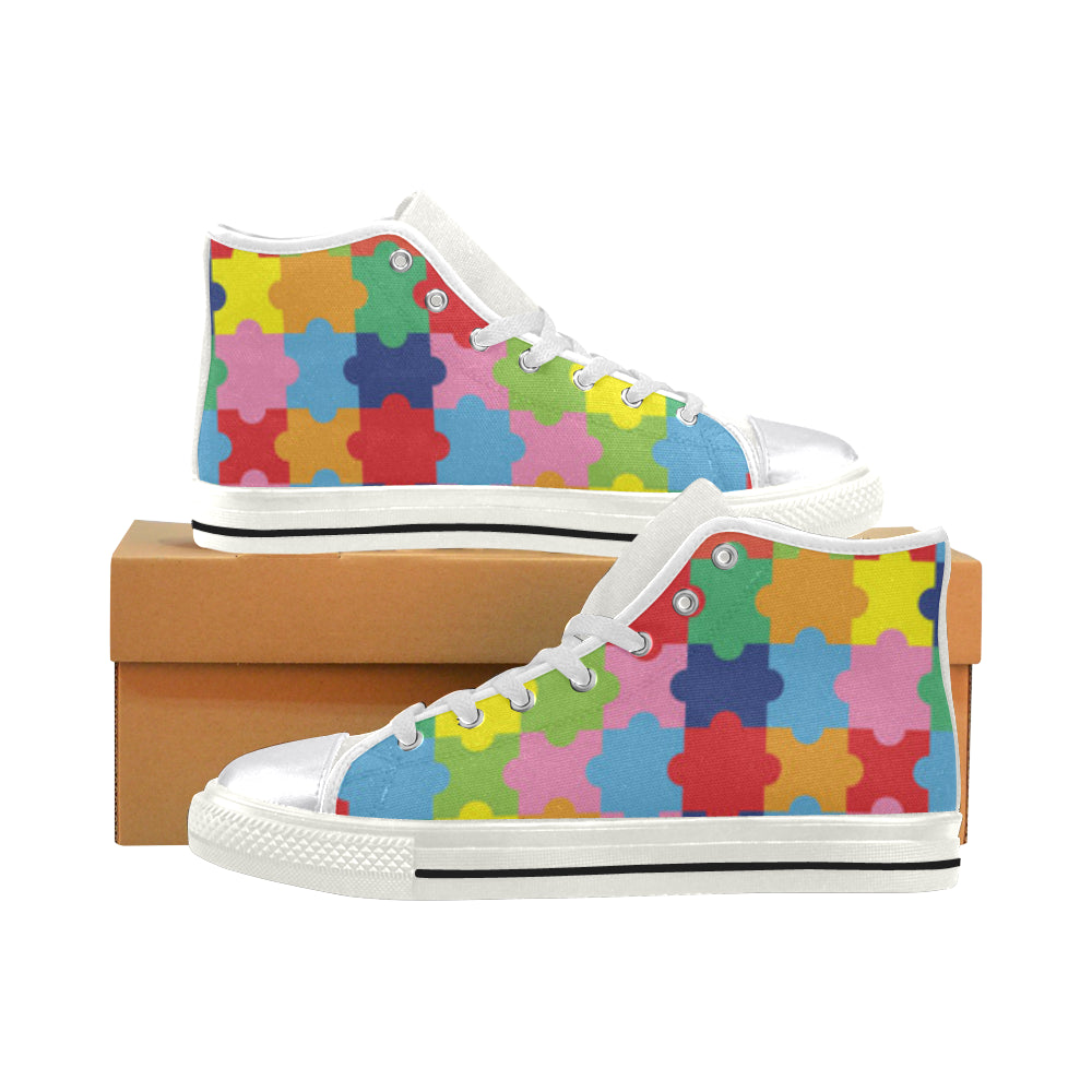 Autism White Women's Classic High Top Canvas Shoes - TeeAmazing