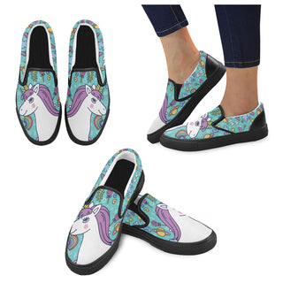 Unicorn Black Women's Slip-on Canvas Shoes - TeeAmazing