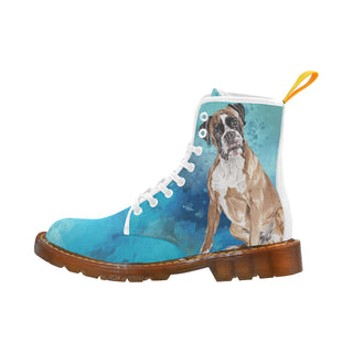 Boxer Water Colour White Boots For Women - TeeAmazing