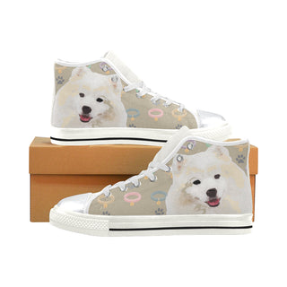 American Eskimo Dog White High Top Canvas Shoes for Kid - TeeAmazing