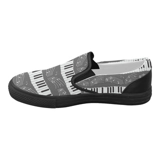 Piano Pattern Black Women's Slip-on Canvas Shoes - TeeAmazing