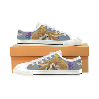 Octopus White Low Top Canvas Shoes for Kid - TeeAmazing