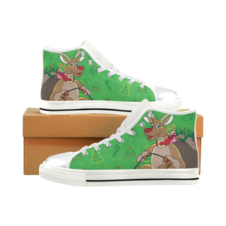Reindeer Christmas White High Top Canvas Women's Shoes/Large Size - TeeAmazing