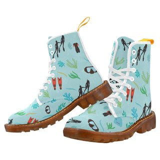 Marine Biologist Pattern White Boots For Women - TeeAmazing