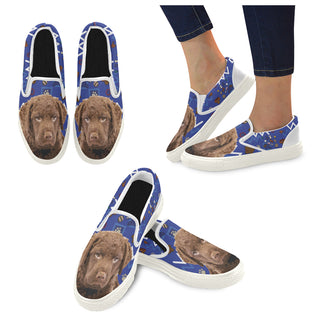 Chesapeake Bay Retriever Dog White Women's Slip-on Canvas Shoes - TeeAmazing