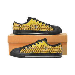 Bee Pattern Black Low Top Canvas Shoes for Kid - TeeAmazing