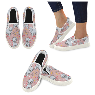 Maltipoo Flower White Women's Slip-on Canvas Shoes - TeeAmazing